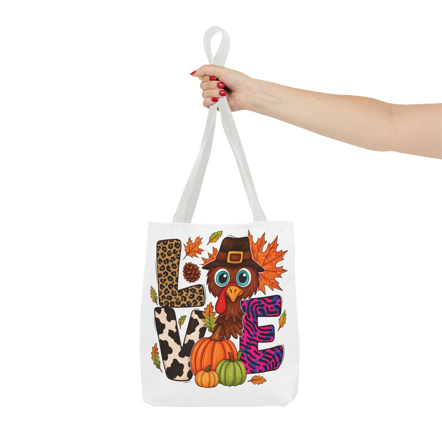 🦃 LOVE Turkey Tote Bag – Wild Prints, Big Eyes & Thanksgiving Fun 🎨