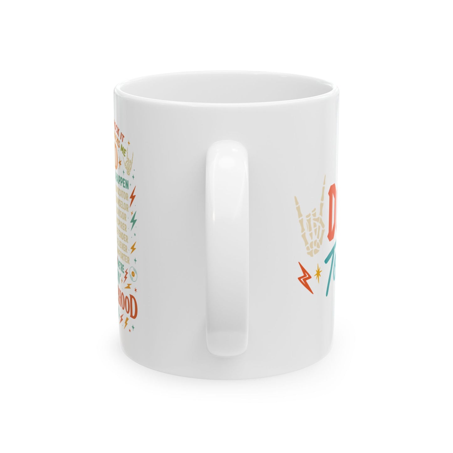 🎸🔥 DAD TOUR – Double-Sided Coffee Mug Celebrating Dad’s Superpowers! 💪☕