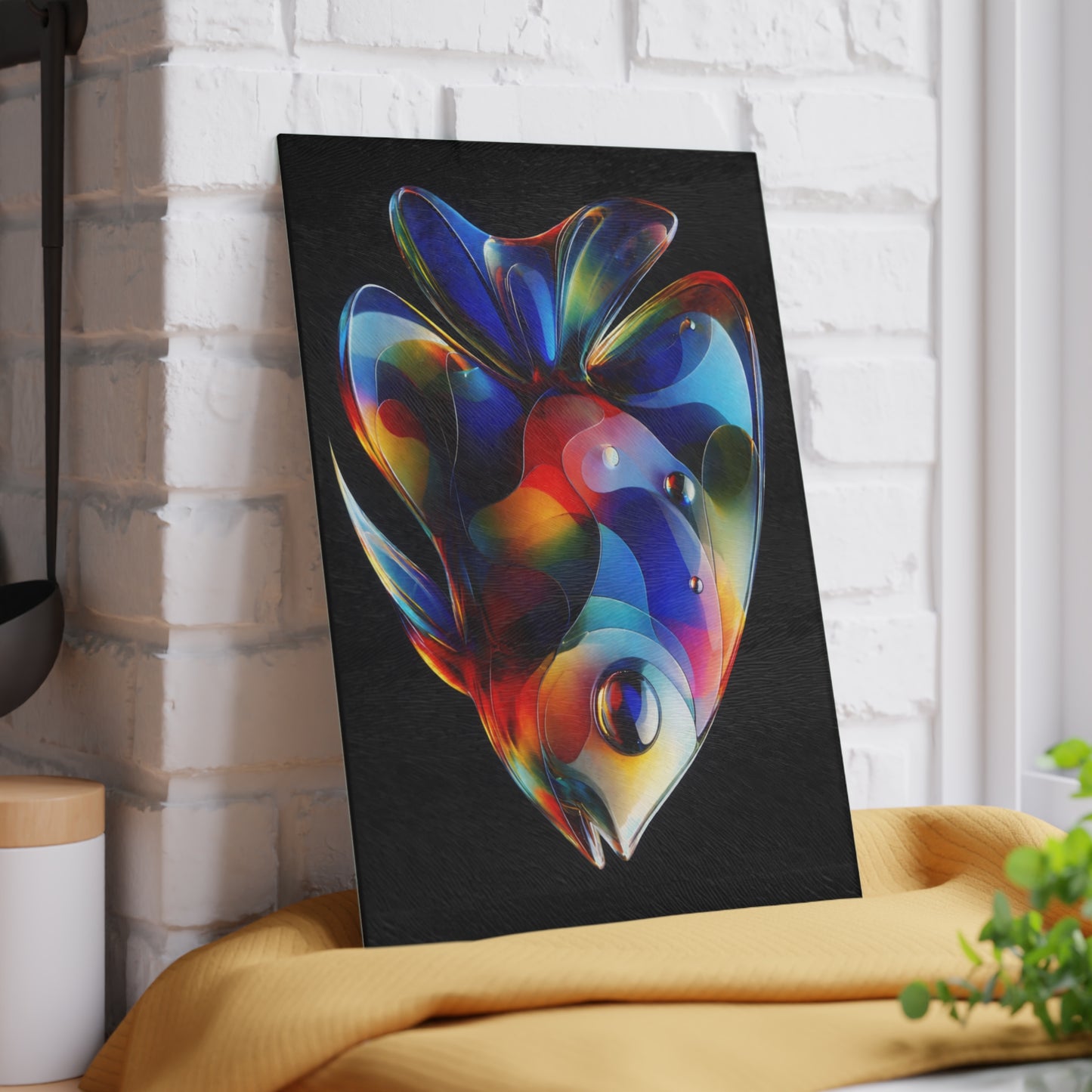 Radiant Reef Glass Cutting Board – Colorful Fish Artwork
