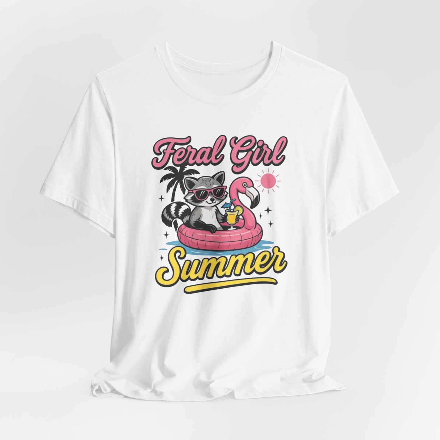 Camiseta de verano para chica salvaje: Mapache divertido con vuelo | Camiseta de verano para mujer