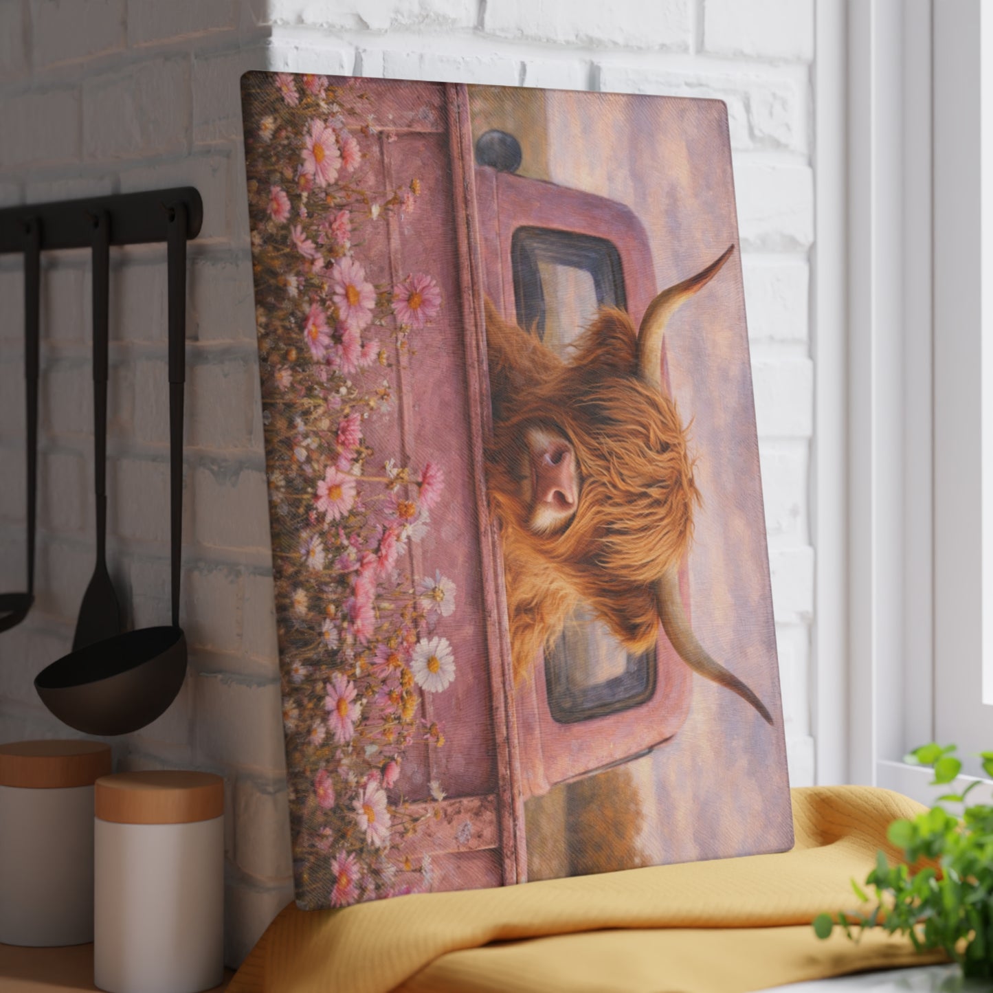 Country Roads Tractor Glass Cutting Board – Rustic Farmhouse Charm for Your Kitchen
