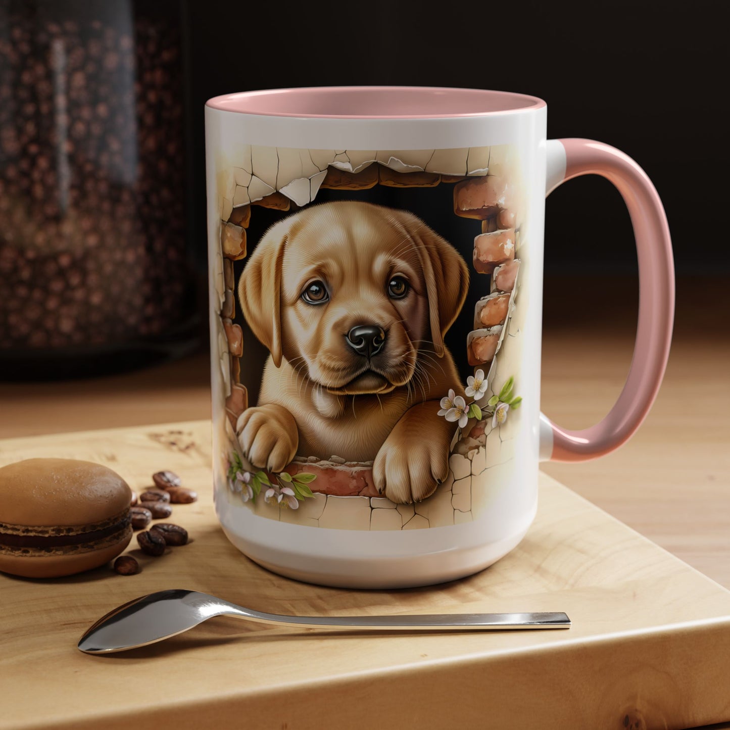 🐶☕ Labrador Puppy Peek Accent Mug – Sweet Yellow Lab Lover Gift ✨💛