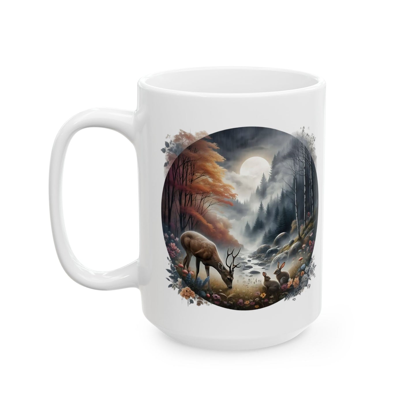 🦌🌲 Deer Forest Mug – Rustic Wildlife Coffee Cup ☕🍂