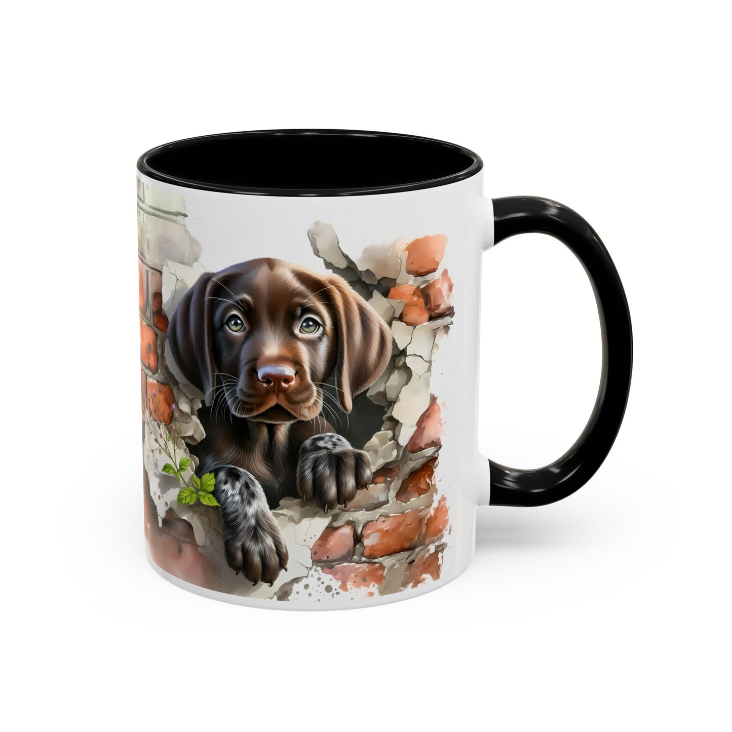 🐶🍫 Chocolate Lab Puppy Accent Mug – Sweet Brown Pup Coffee Cup ☕💛