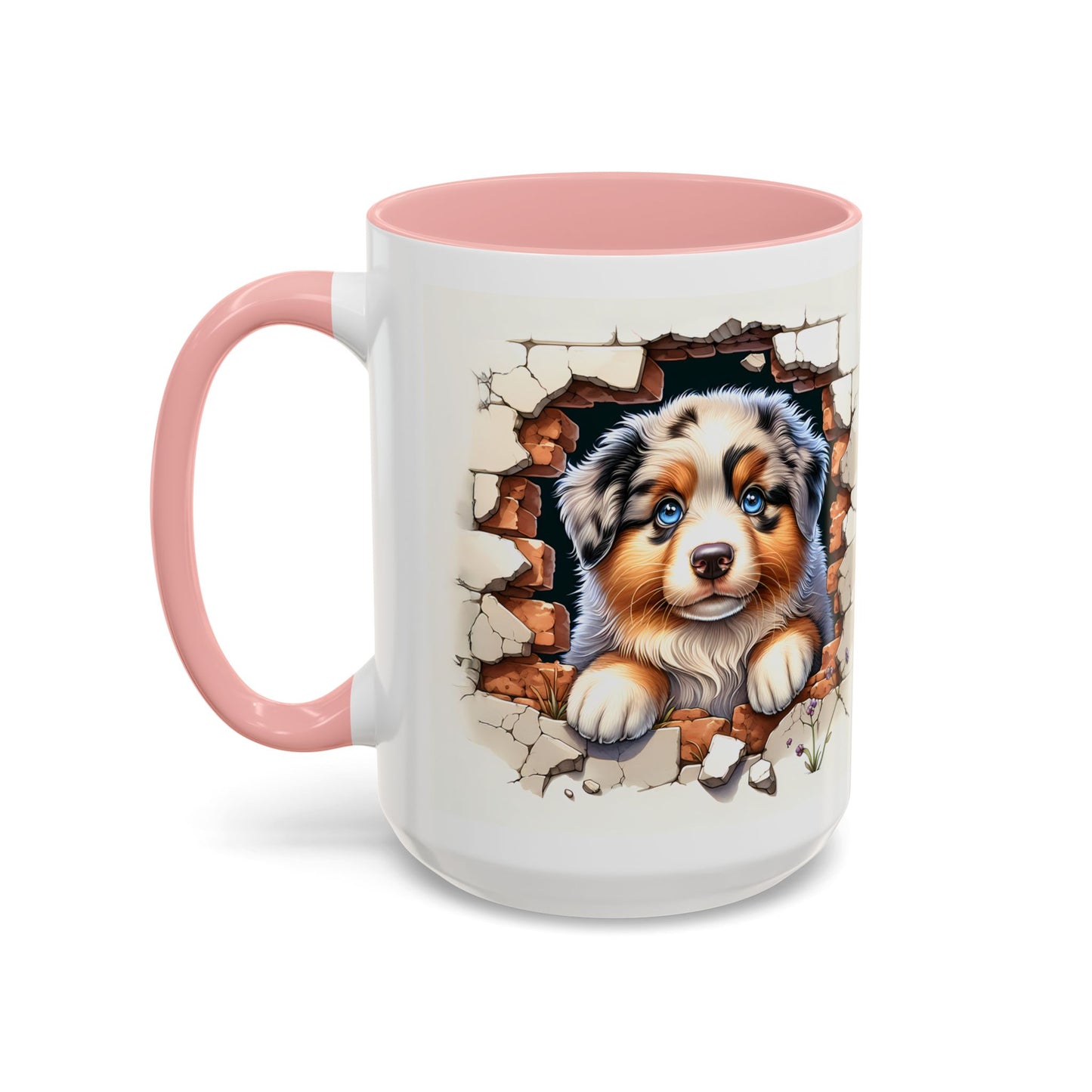 🐾☕ Australian Shepherd Puppy Peek Accent Mug – Blue-Eyed Beauty Dog Lover Gift ✨💙