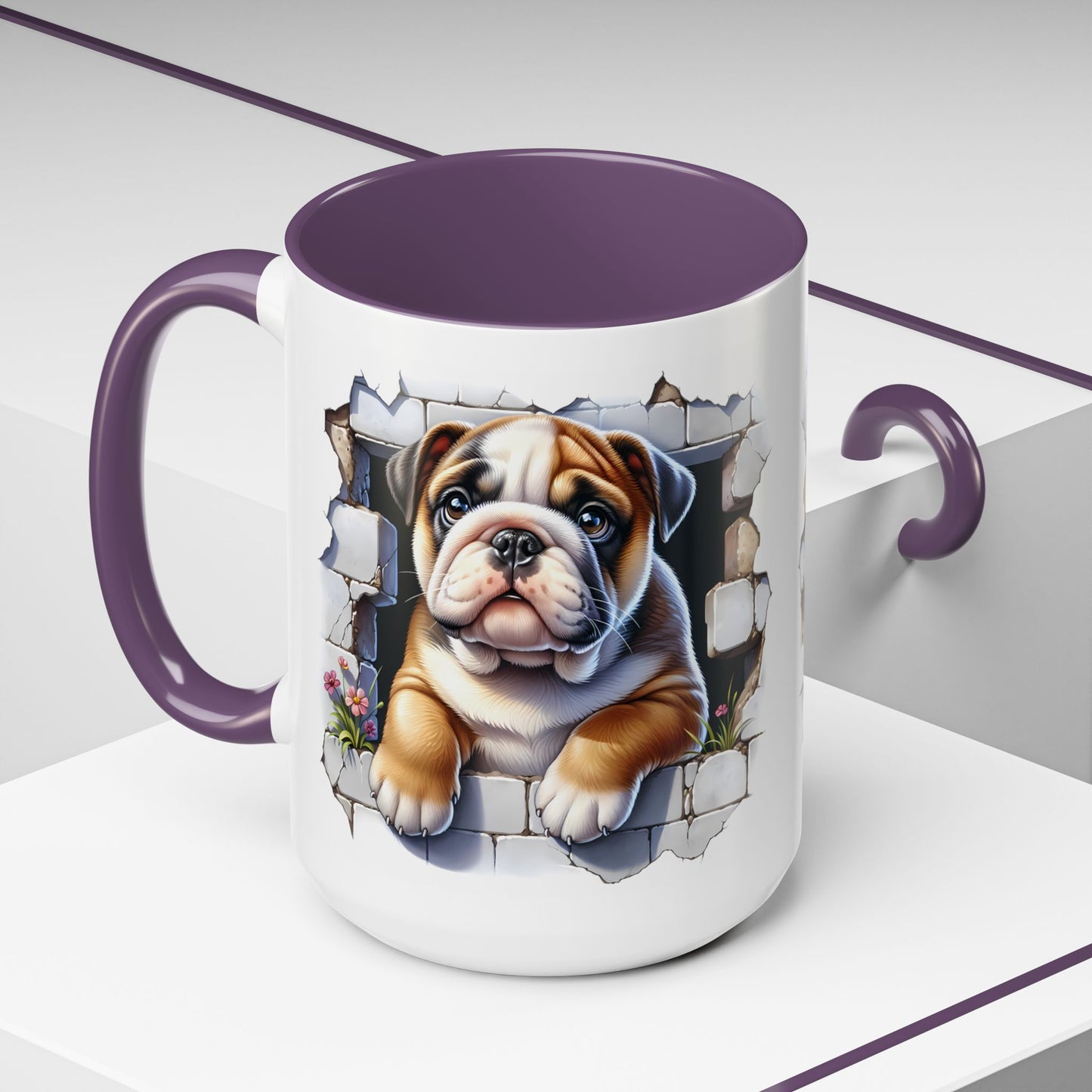 🐶☕ English Bulldog Puppy Accent Mug – Adorable Breakthrough Pup Design ✨rs (11/15oz)