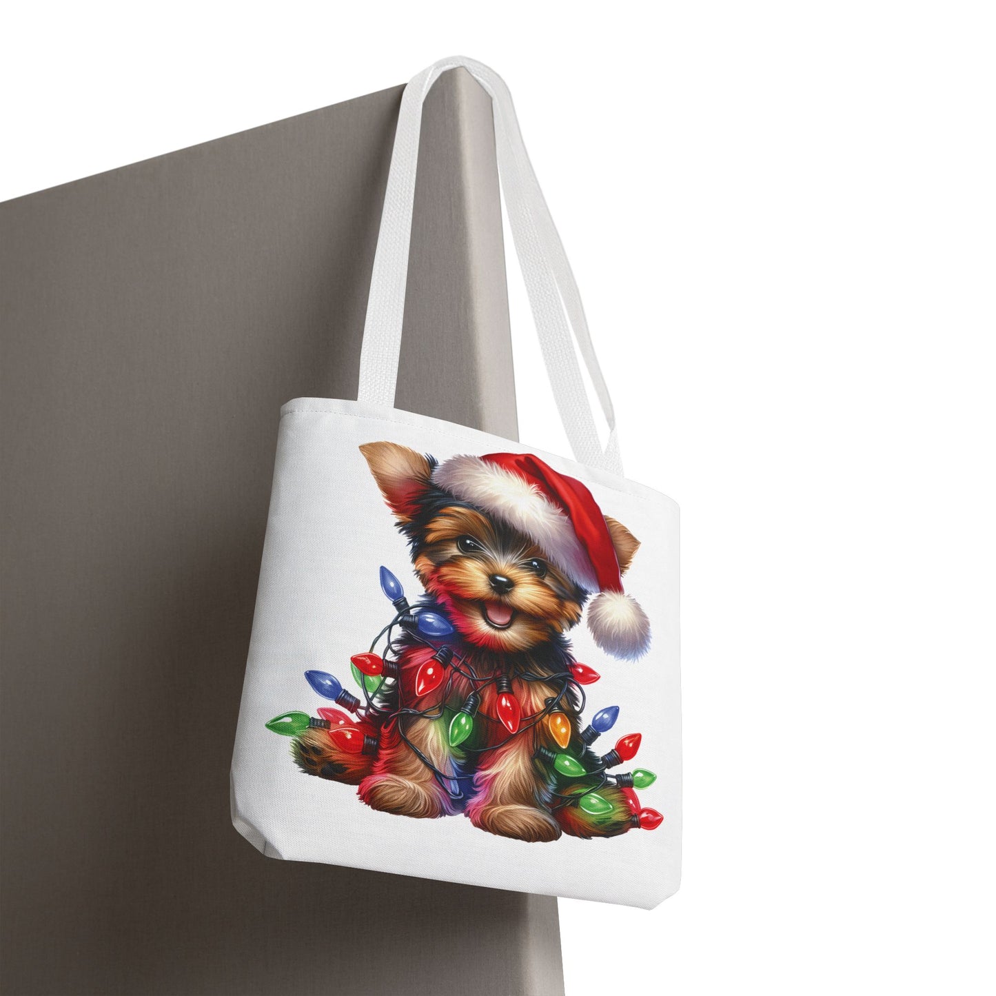 🎄 Yorkie Christmas Lights Tote Bag – Holiday Cheer in Every Carry 🎁