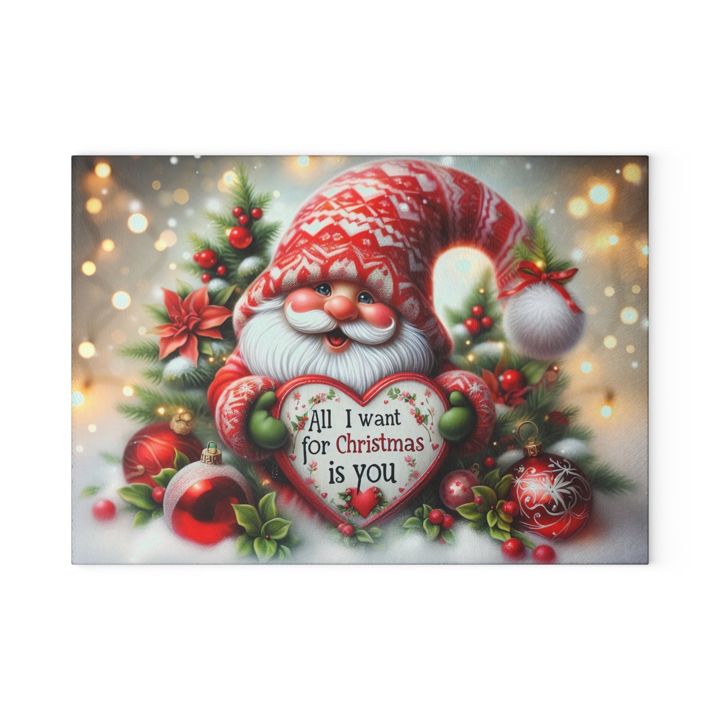 🎄❤️ All I Want for Christmas Is You Gnome Cutting Board – Holiday Love Edition ❤️🎅