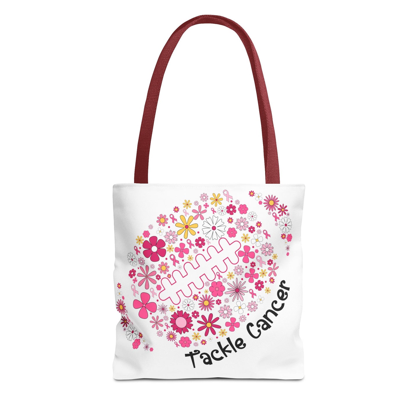 🌸 Pink Floral Football Tote Bag – Game Day Meets Breast Cancer Awareness 🎀👜