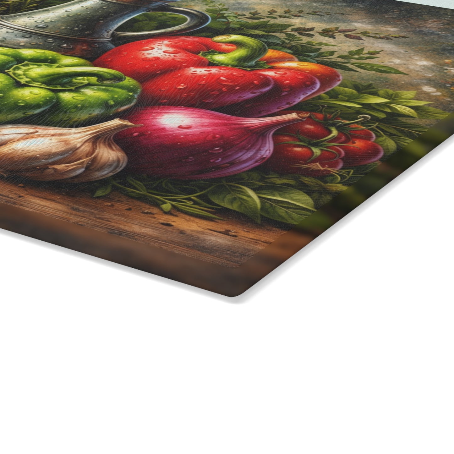 Rustic Farm Fresh Vegetable Glass Cutting Board – Gourmet Garden Kitchen Decor
