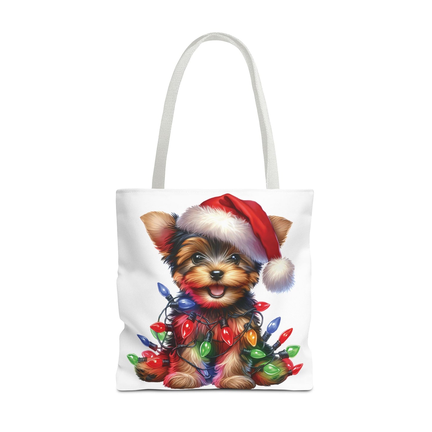 🎄 Yorkie Christmas Lights Tote Bag – Holiday Cheer in Every Carry 🎁