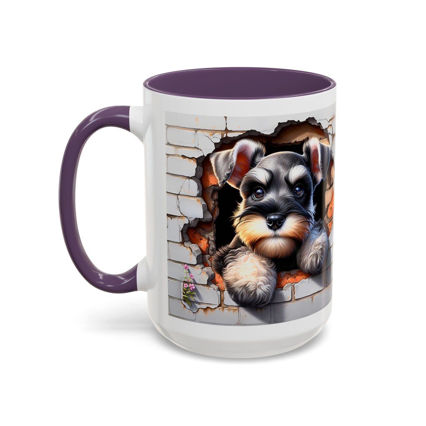 🎀🐶 Schnauzer Puppy Accent Mug – Cute Peek-Through Dog Design for Animal Lovers ☕💖