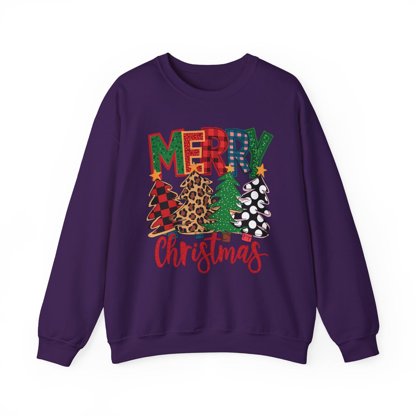 🎄✨ Merry Christmas Trees Sweatshirt – Bold Patterns & Festive Cheer