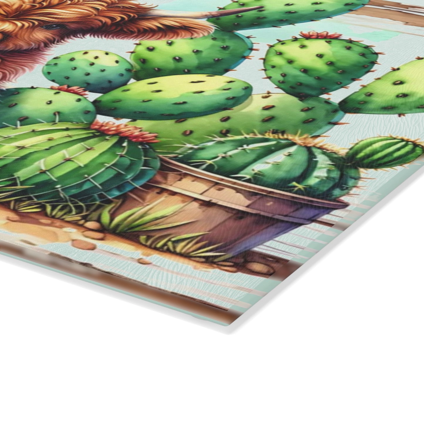 🌵🐮 Highland Cow & Cactus Cutting Board – Rustic Western Charm for Your Kitchen 🤠✨