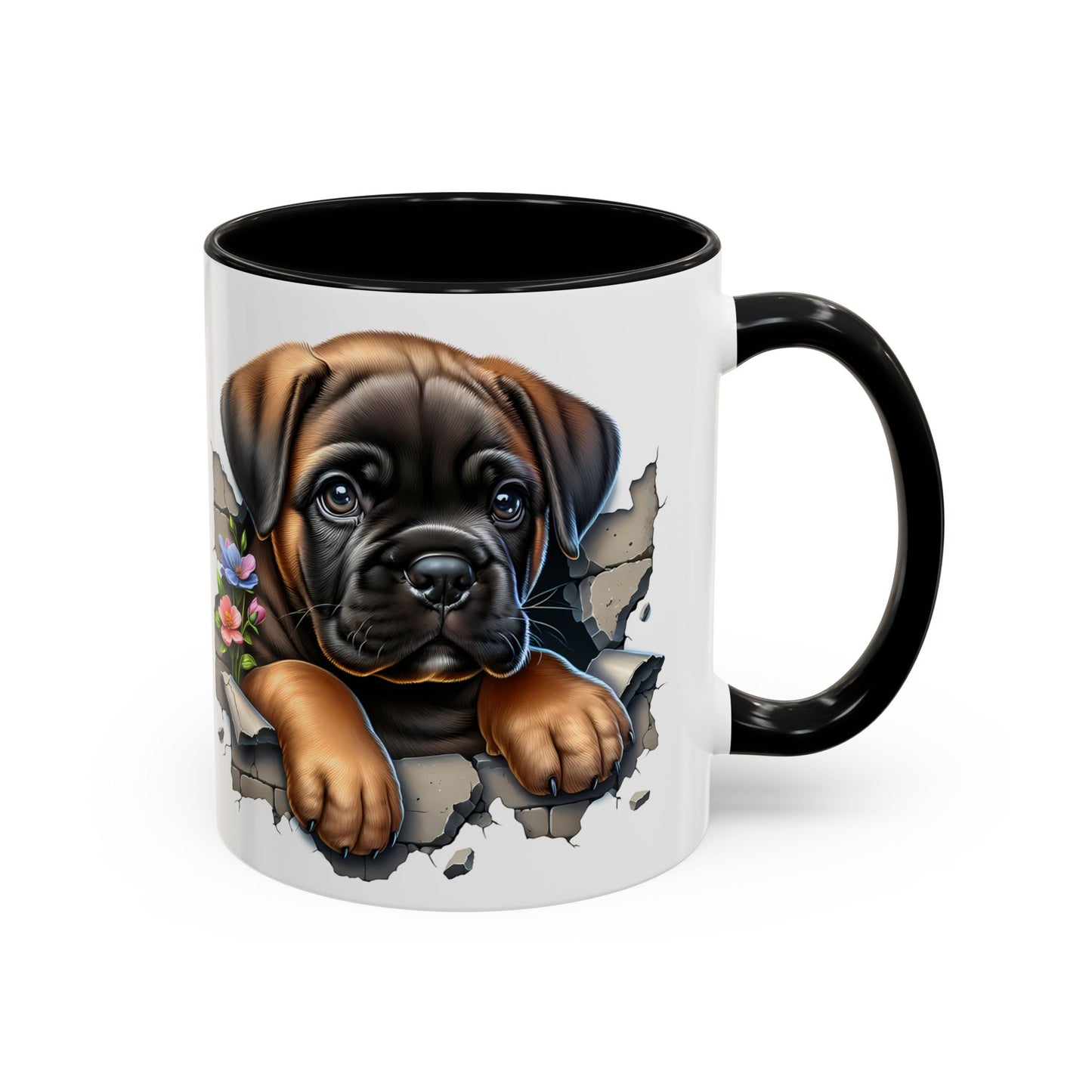 🧡 Boxer Puppy Accent Mug – Adorable Peek-Through Cup for Dog Lovers