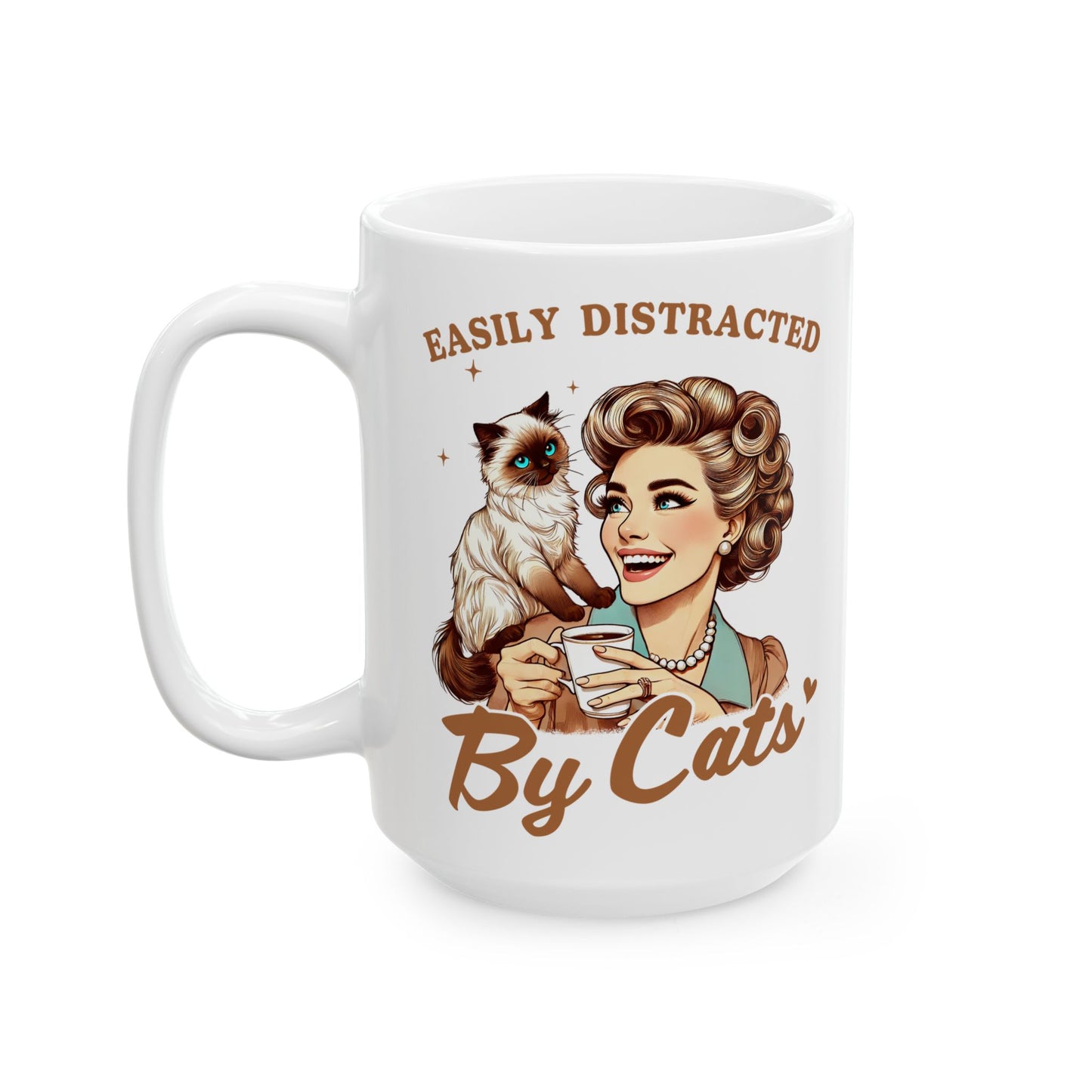 🐱 Easily Distracted By Cats Mug – Purrfectly Charming for Cat Lovers ☕