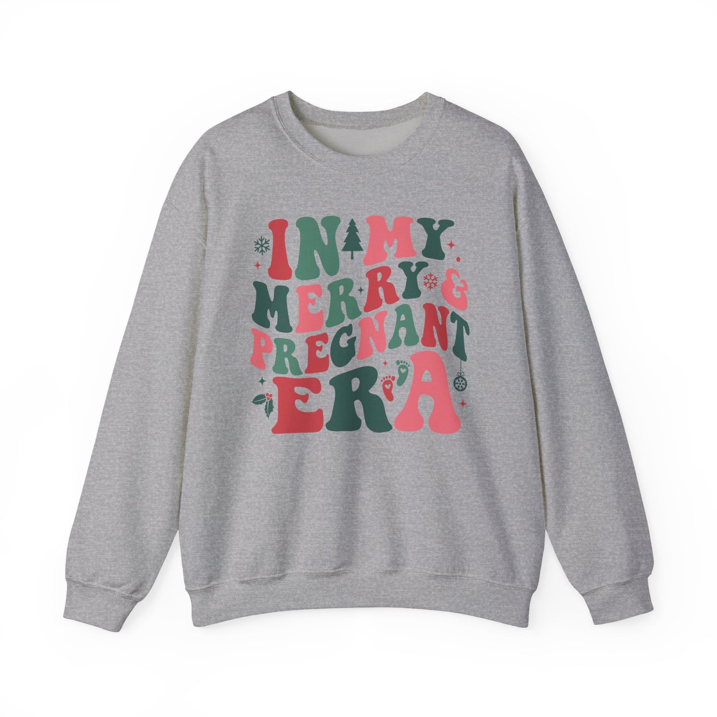🤰🎄 In My Merry & Pregnant Era Christmas Sweatshirt – Cute Holiday Maternity Crewneck