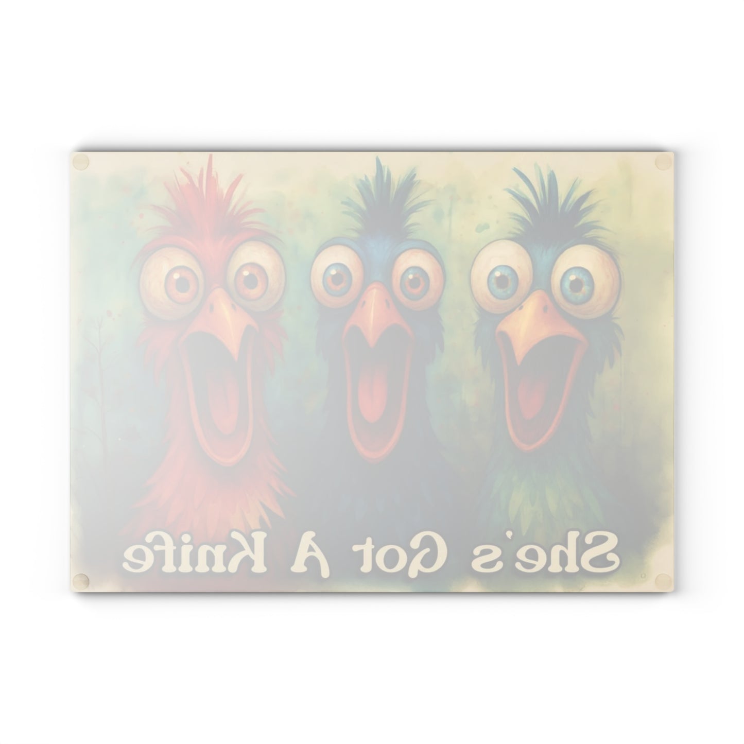 🐔✨ “Cozy Kitchen Birds” Glass Cutting Board – Warm Charm for Everyday Cooking