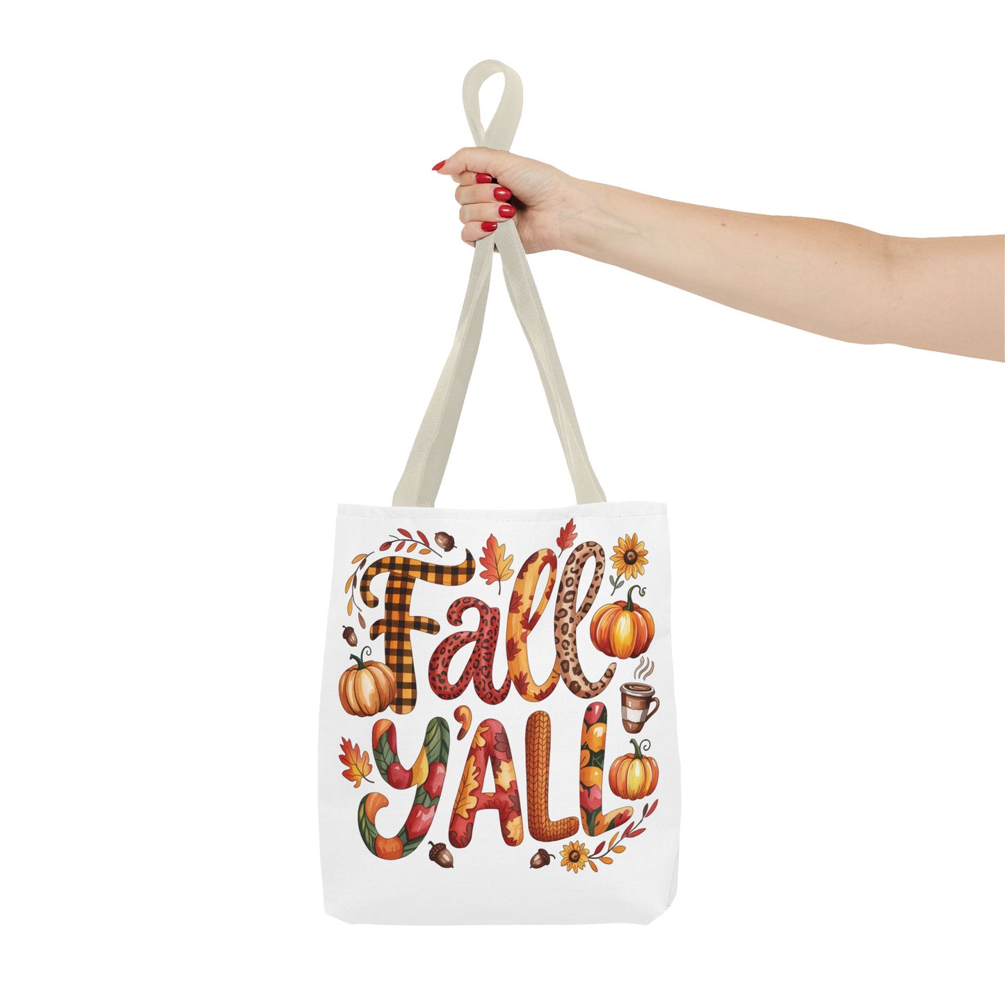 🎃 Fall Y’all Tote Bag – Bold Prints, Cozy Coffee & Pumpkin Cheer 🍂