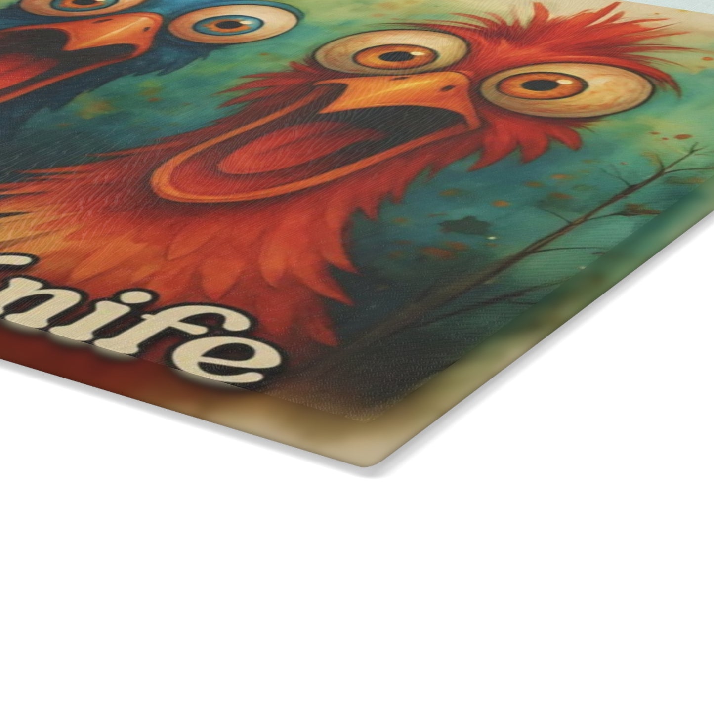 🐔✨ “Cozy Kitchen Birds” Glass Cutting Board – Warm Charm for Everyday Cooking