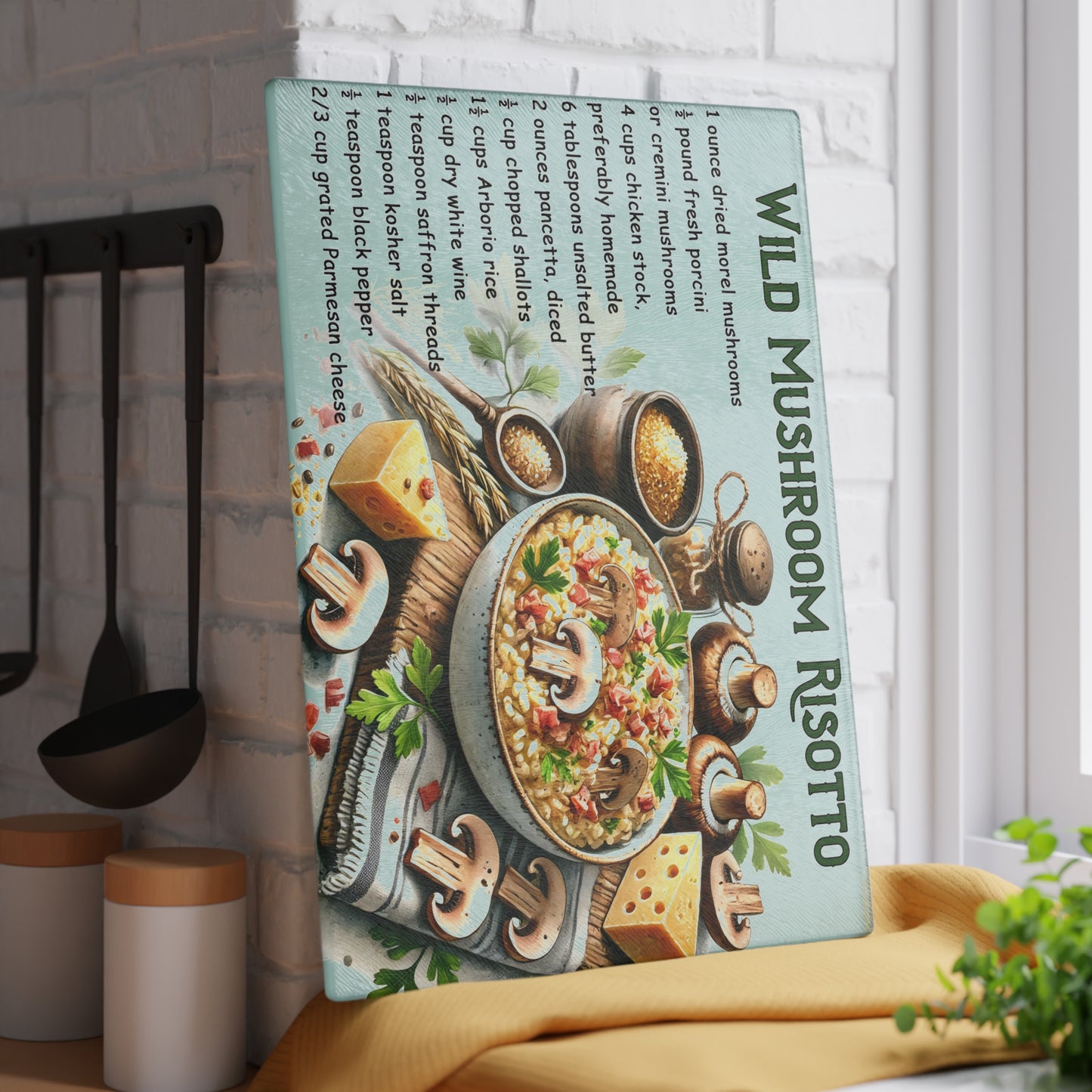 🍄 Wild Mushroom Risotto Cutting Board – Rustic Gourmet Charm for Your Kitchen