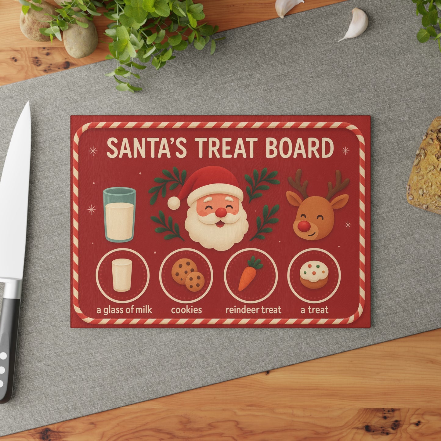 Santa’s Treat Board – Cozy Christmas Eve Charm for Your Holiday Kitchen 🎅🥛✨