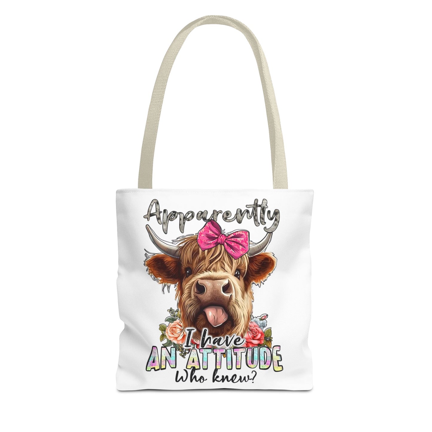 🐄 Al parecer, tengo actitud: bolso tote Sassy Cow con lazo rosa 🌸