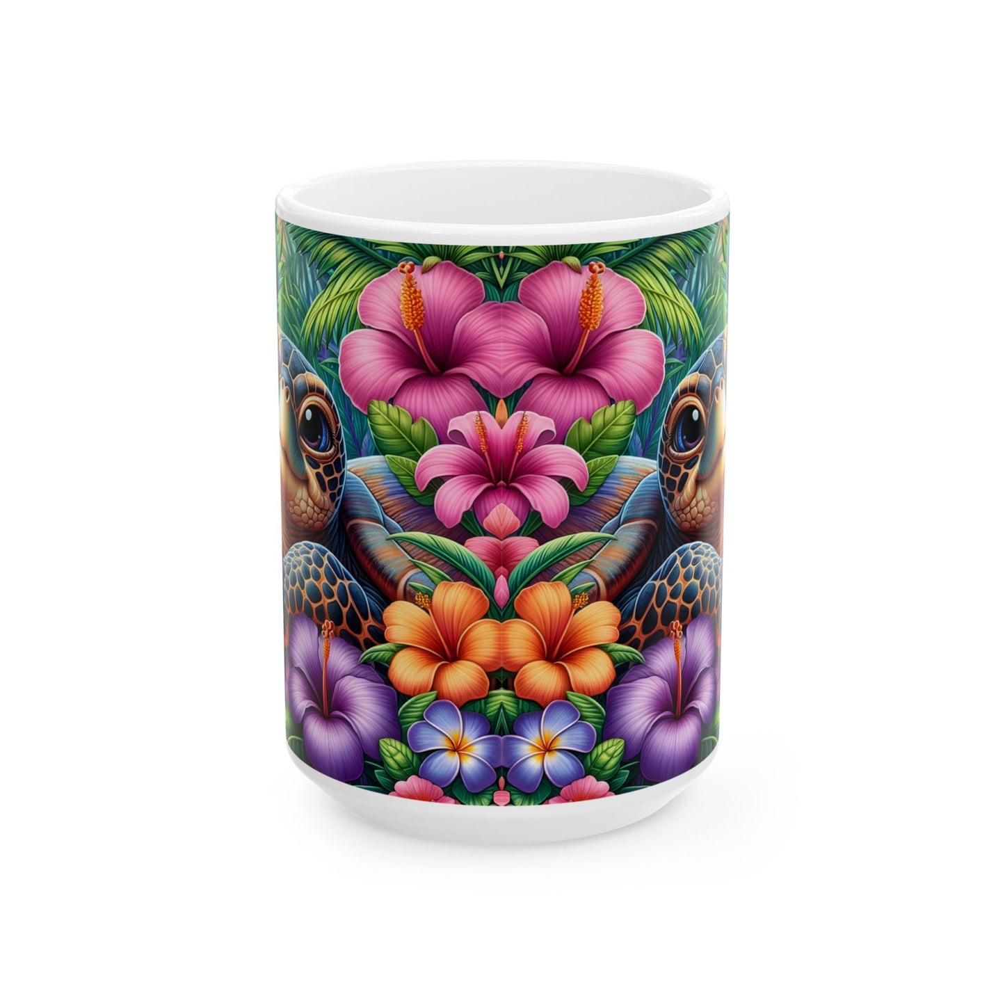 🌺🐢 Personalized Sea Turtle Hibiscus Mug – Tropical Island Coffee Cup 🌴☕