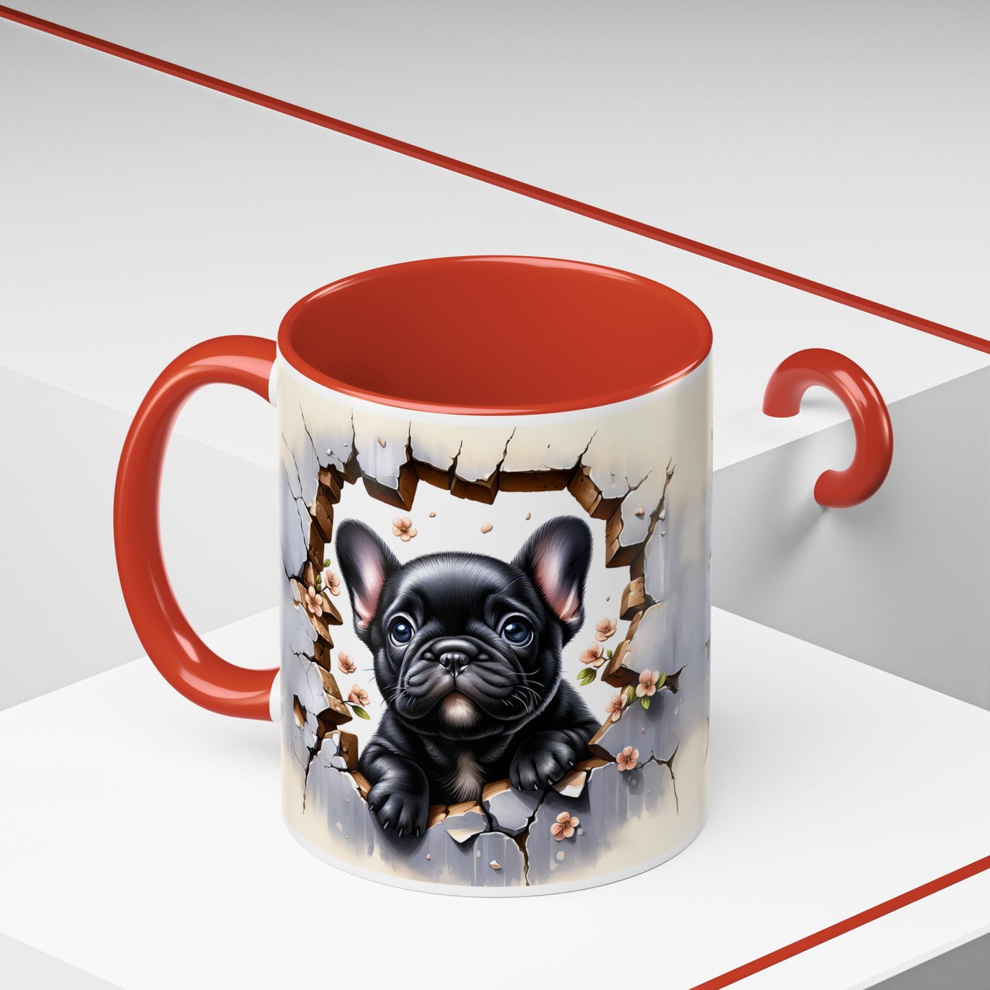 🐾☕ Black French Bulldog Puppy Accent Mug – Cute Breakthrough Pup Design ✨