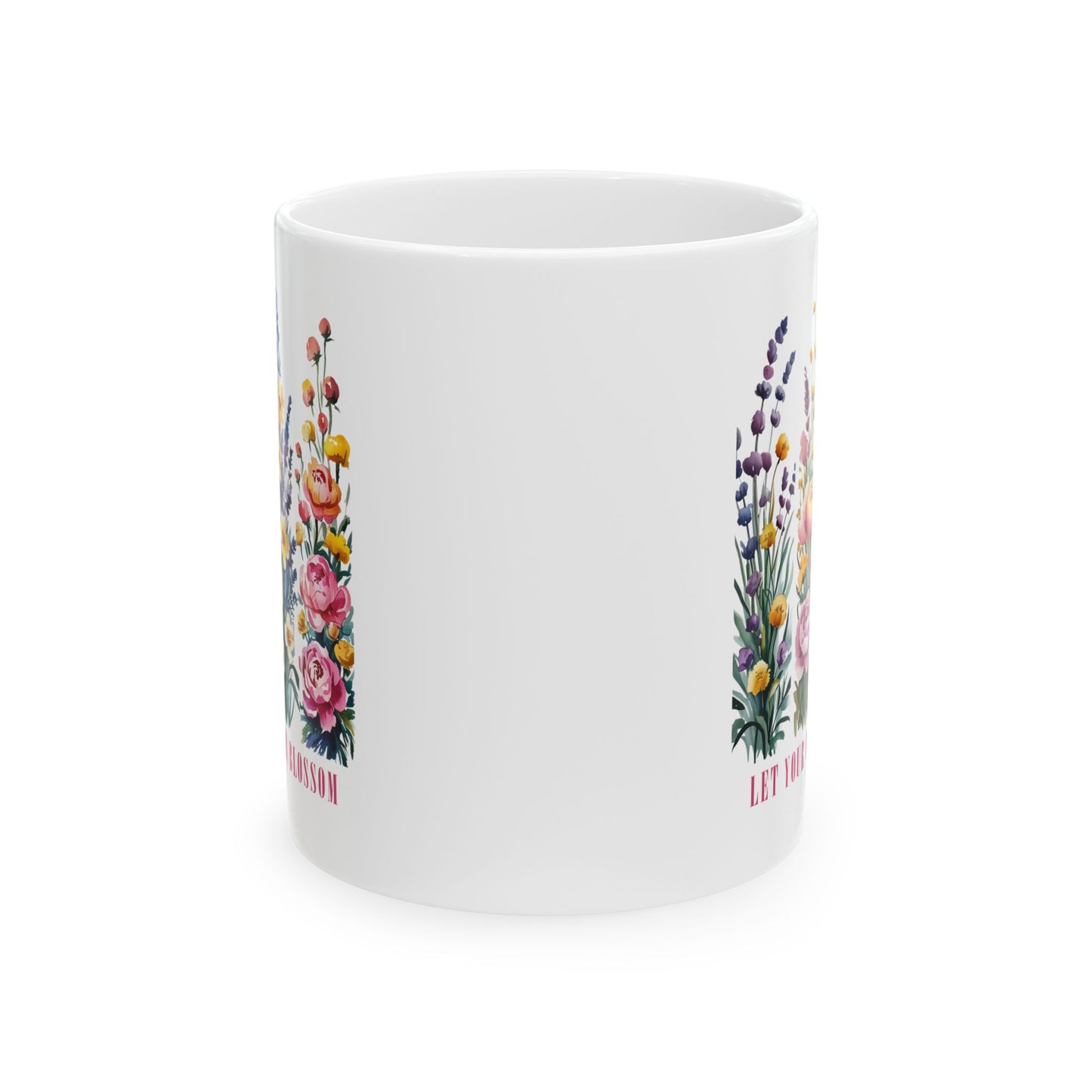 Taza floral “Deja que tus sueños florezcan”