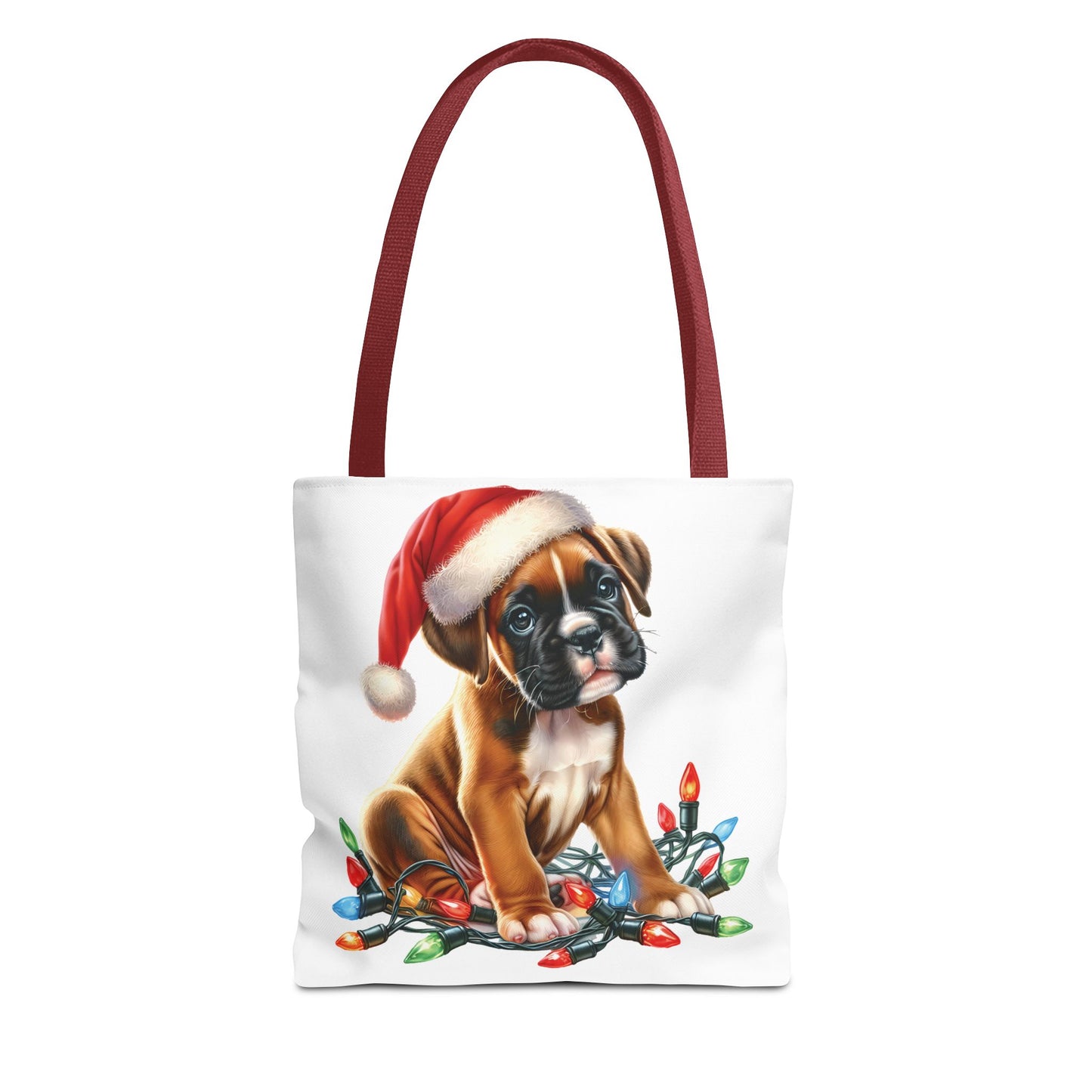 👜 Boxer Christmas Lights Tote Bag – Festive Charm for Dog Lovers 🎄