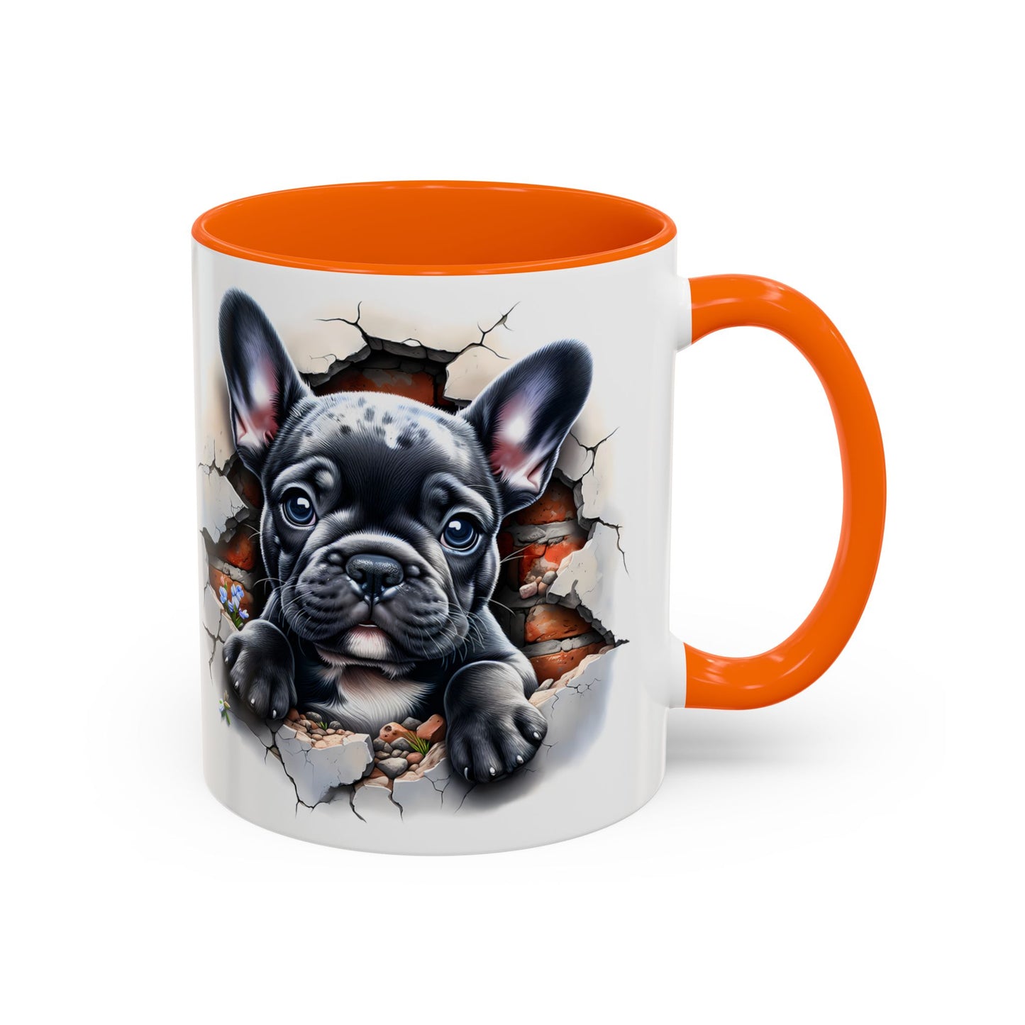 🐾🖤 Black French Bulldog Puppy Accent Mug – Cute Peek-Through Cup for Dog Lovers ☕✨