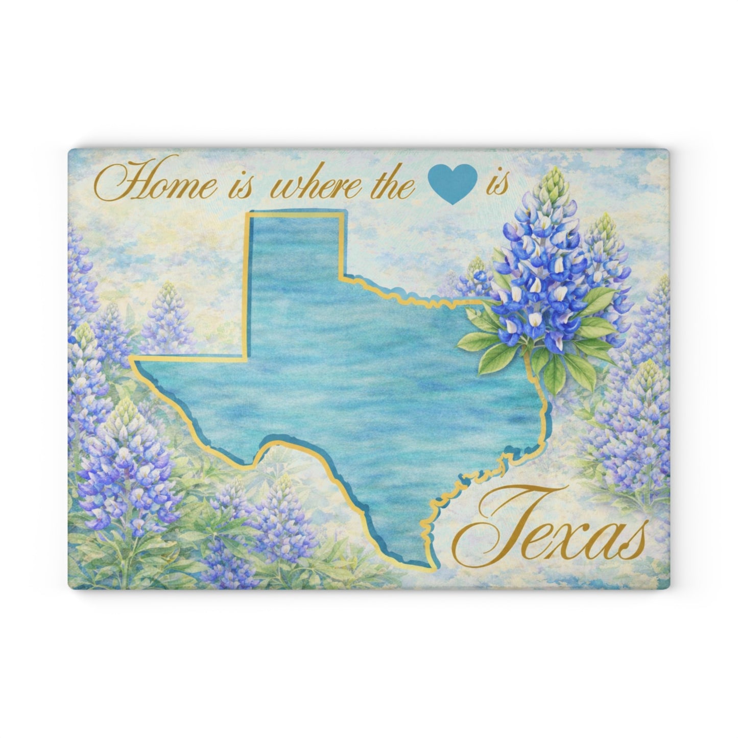 Texas State Bluebonnet Glass Cutting Board – Home Is Where the Heart Is Texas Kitchen Decor
