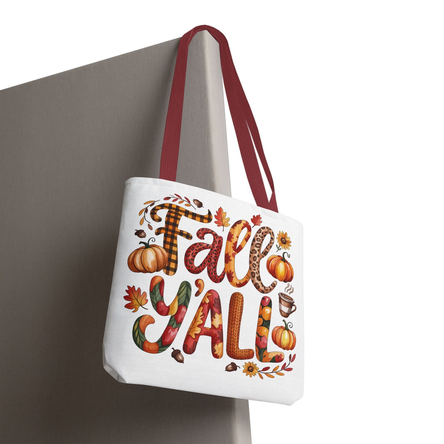 🎃 Fall Y’all Tote Bag – Bold Prints, Cozy Coffee & Pumpkin Cheer 🍂