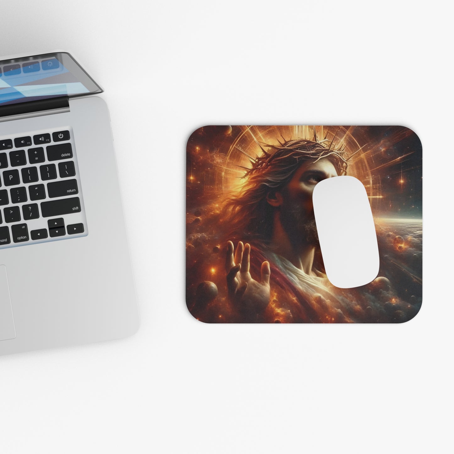 🖱️✨ Jesus Christ Radiant Glory Mouse Pad – Inspiring Faith Desk Accessory