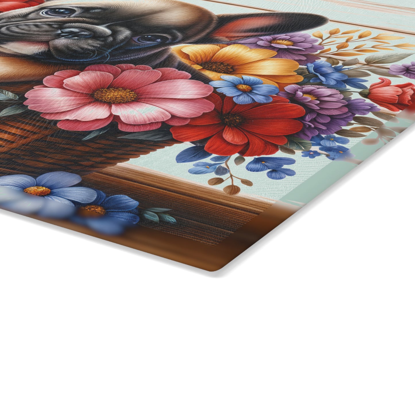 🐶🌸 French Bulldog in Basket Cutting Board – Adorable Elegance for Your Kitchen 🌼