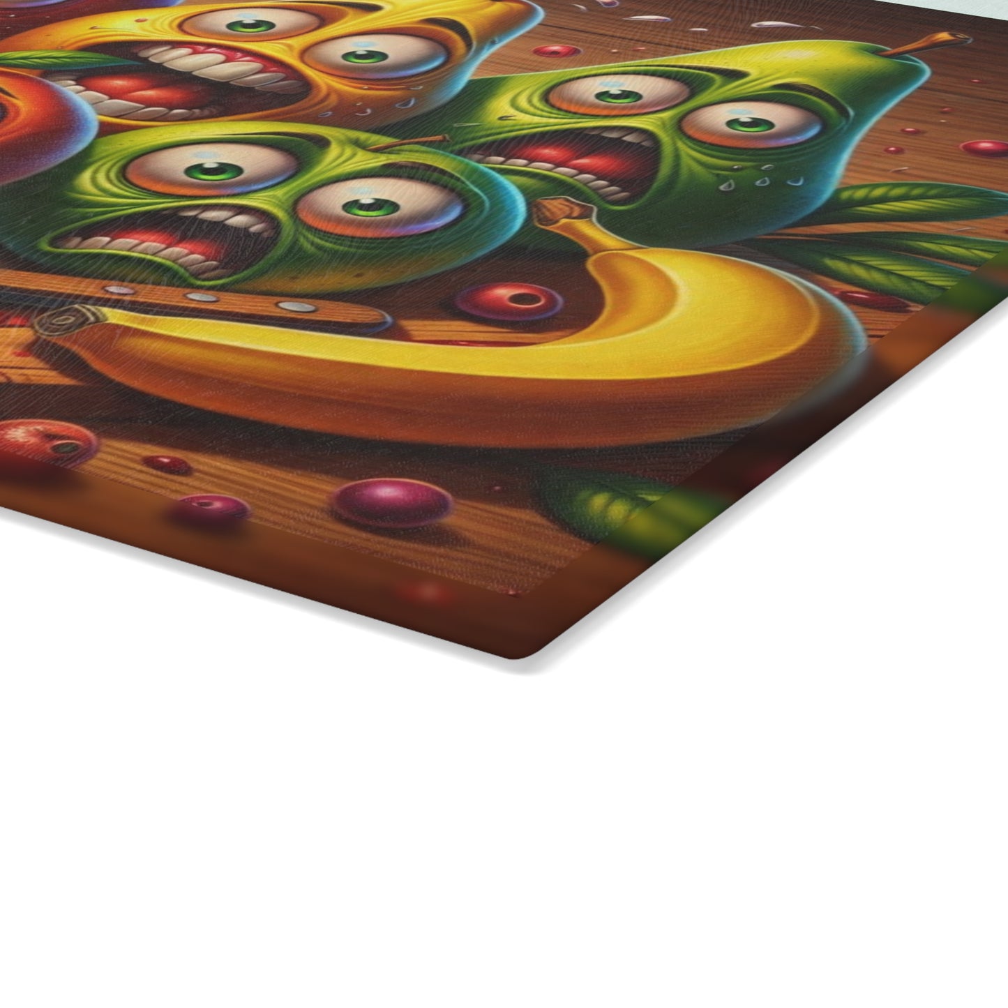 Kitchen Crime Scene Glass Cutting Board – Funny Fruit Kitchen Humor Design
