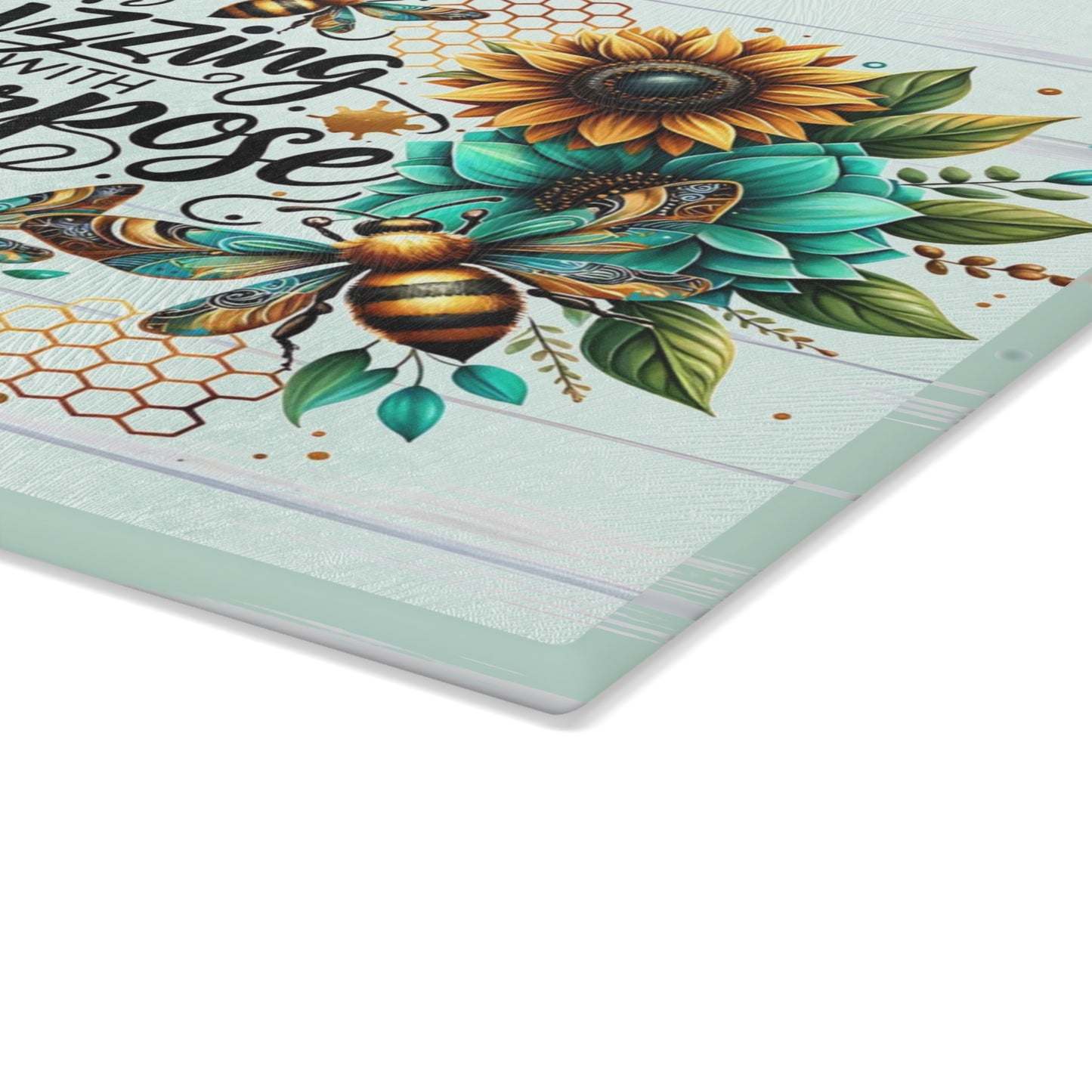 🐝🌻 Buzzing with Purpose Cutting Board – Vibrant Bee & Sunflower Charm for Your Kitchen 🌿🍯