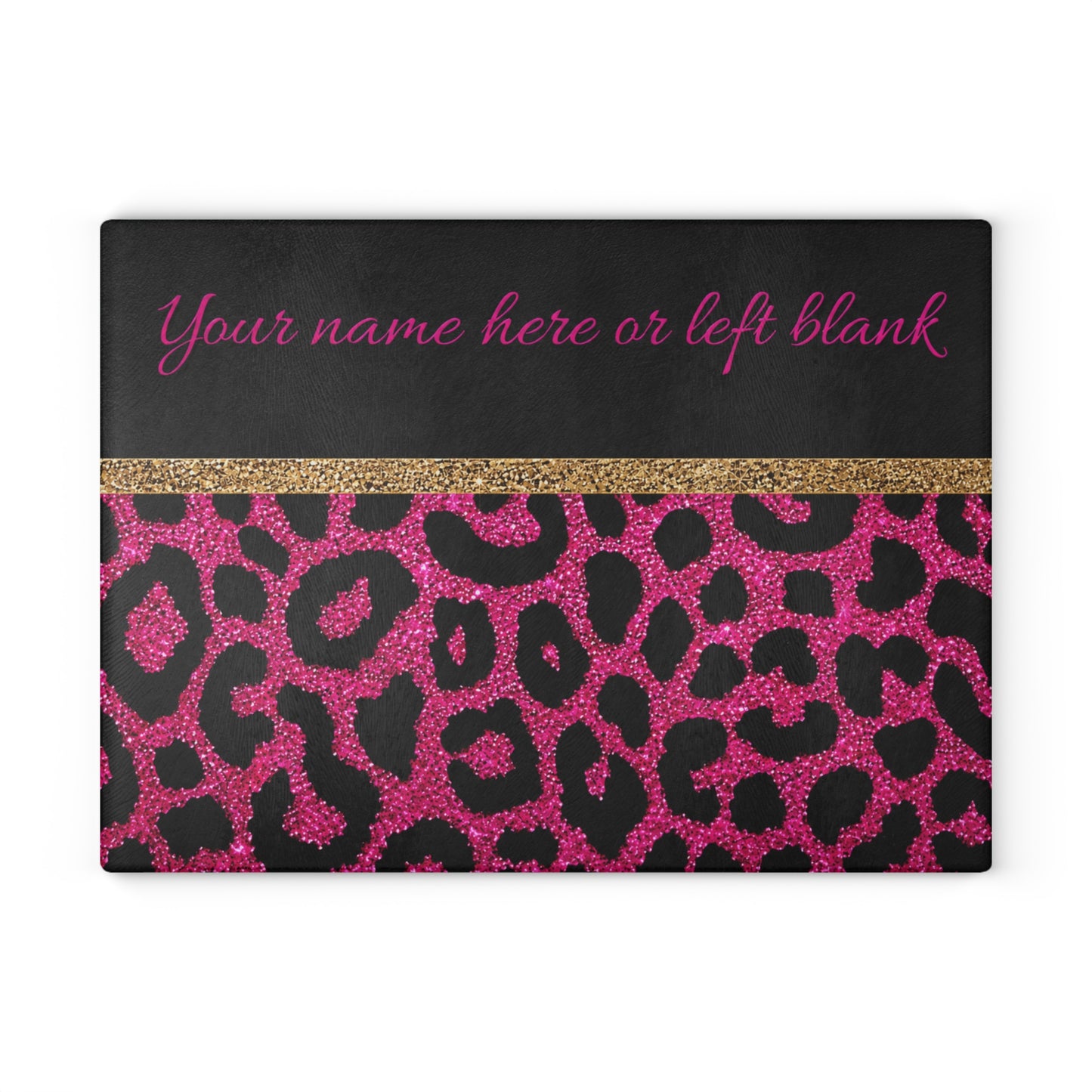 Personalized Pink Leopard Print Glass Cutting Board
