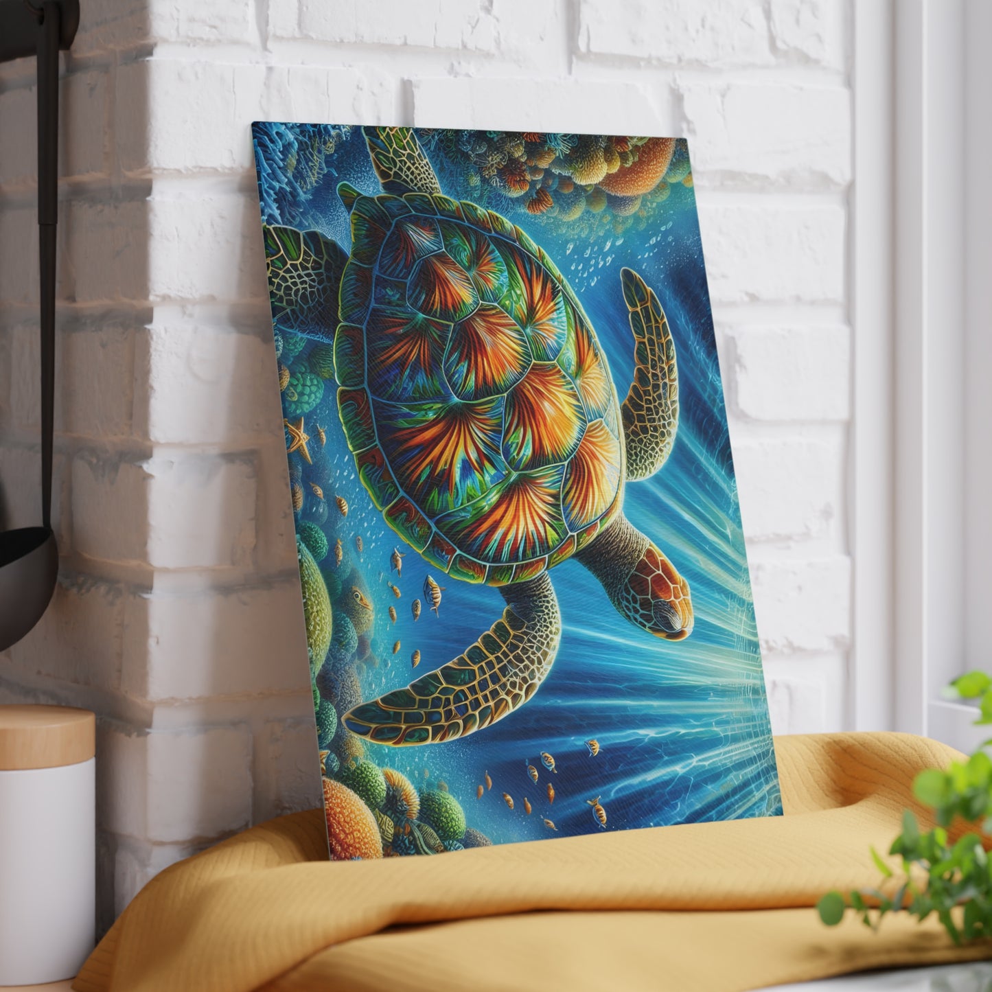 🐢 Vibrant Ocean Turtle Cutting Board – Splash of Color for Your Coastal Kitchen 🌊