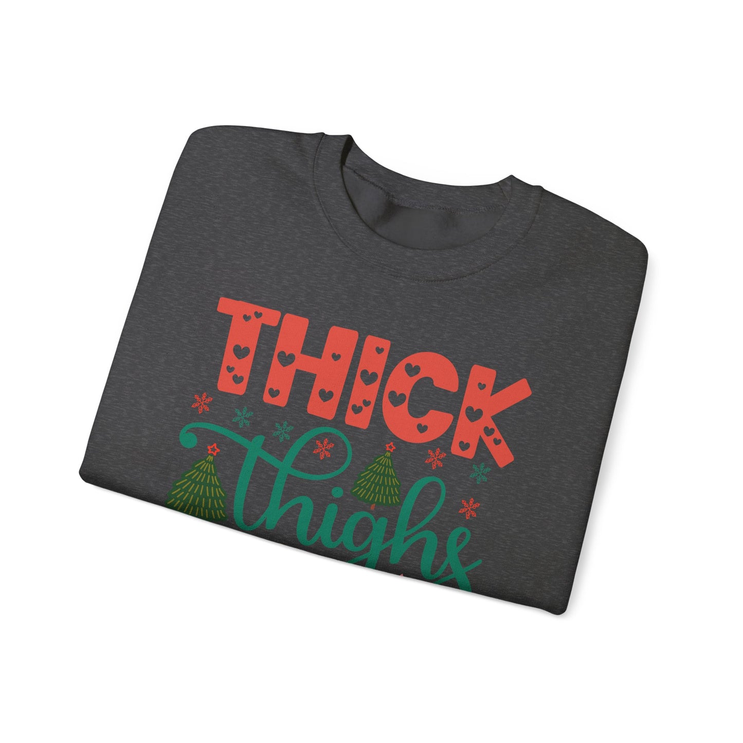 🎄💖 Thick Thighs & Christmas Vibes Crewneck – Cute, Confident & Cozy