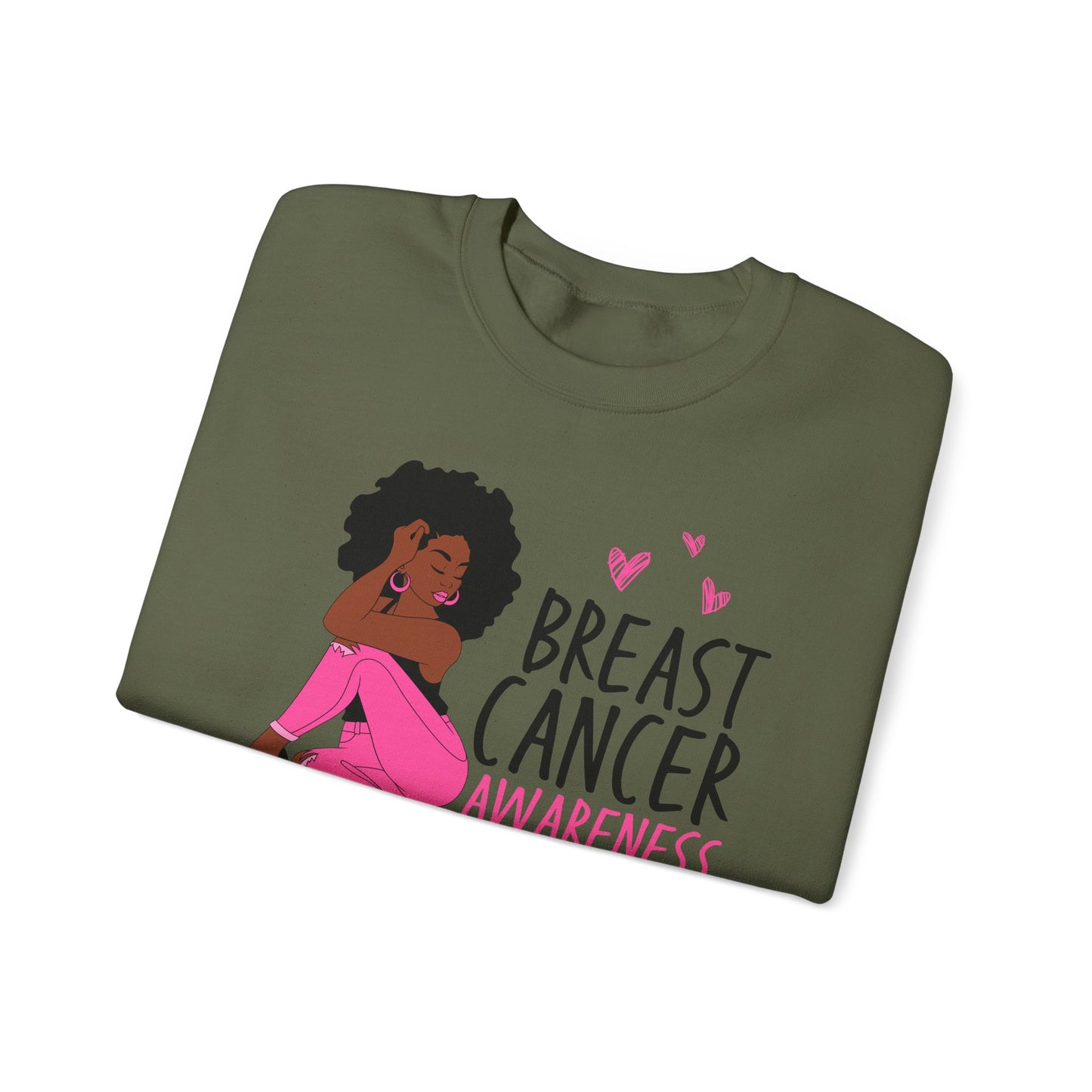 💕✨ Pink Awareness Woman Sweatshirt – Elegant Breast Cancer Support Crewneck