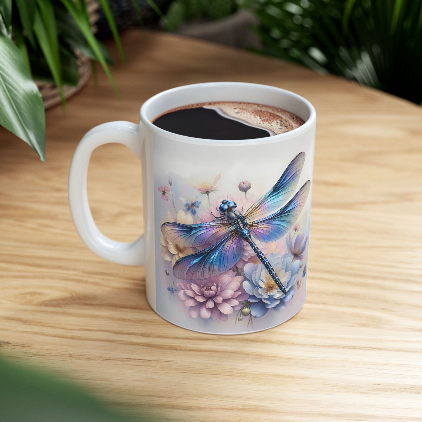 🧚‍♀️ Sueños de Libélula Pastel – Elegante envoltorio floral para taza de café ☕