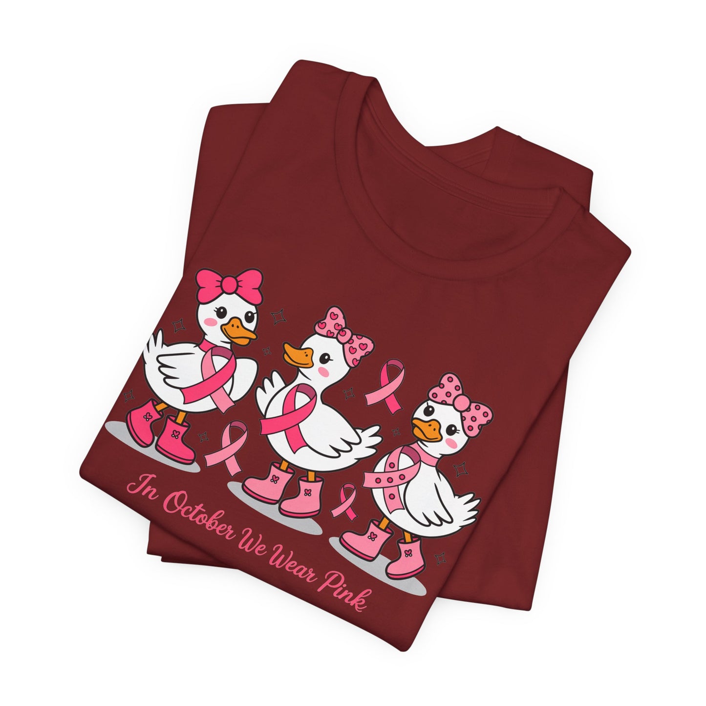 🎀🦆 In October We Wear Pink Duck T-Shirt – Cute Breast Cancer Awareness Tee 💖✨