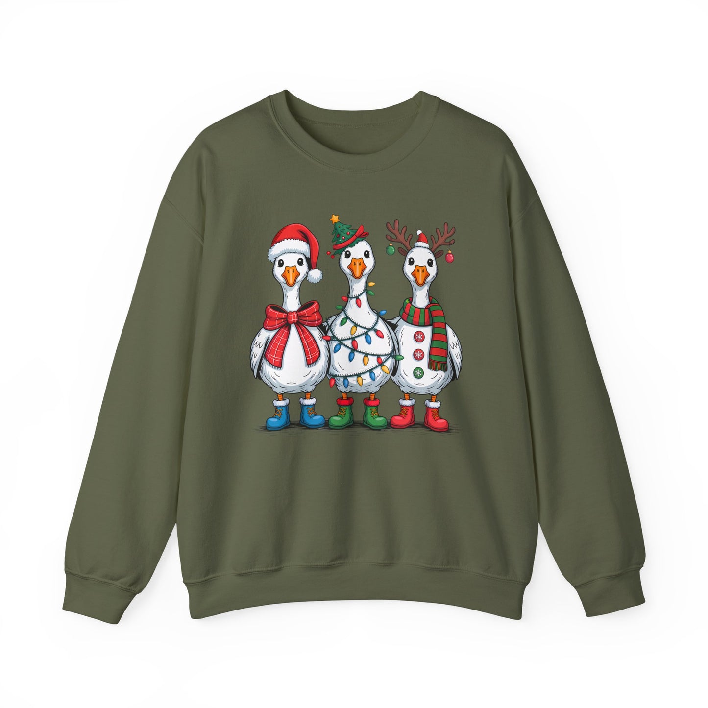 🪿🎄 Festive Goose Trio Sweatshirt – Whimsical Holiday Cheer in Cozy Style