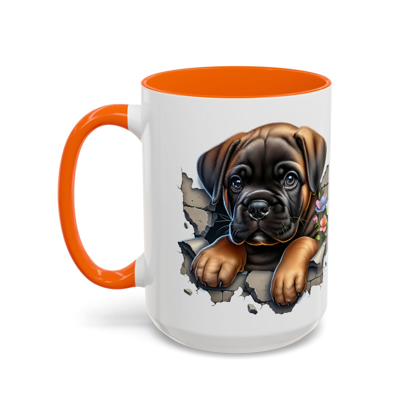 🧡 Boxer Puppy Accent Mug – Adorable Peek-Through Cup for Dog Lovers