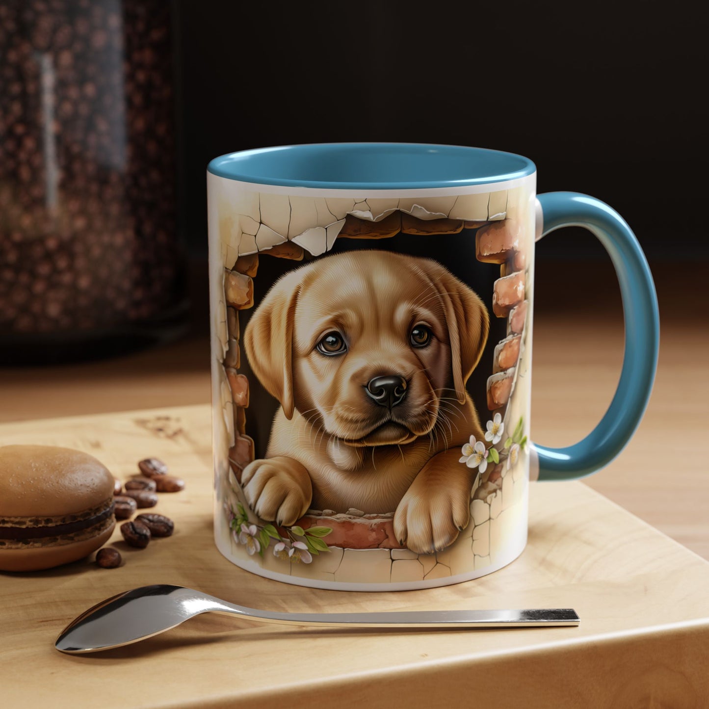 🐶☕ Labrador Puppy Peek Accent Mug – Sweet Yellow Lab Lover Gift ✨💛