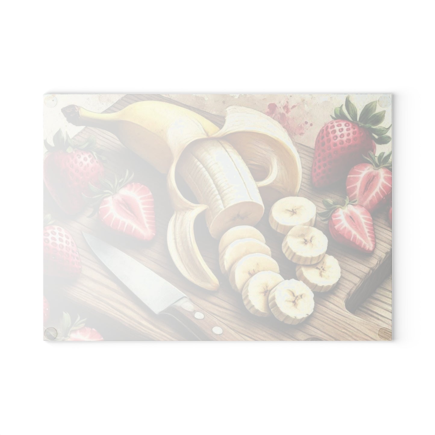 Tabla de cortar de vidrio templado para exhibición de frutas con una vibrante variedad de frutas frescas
