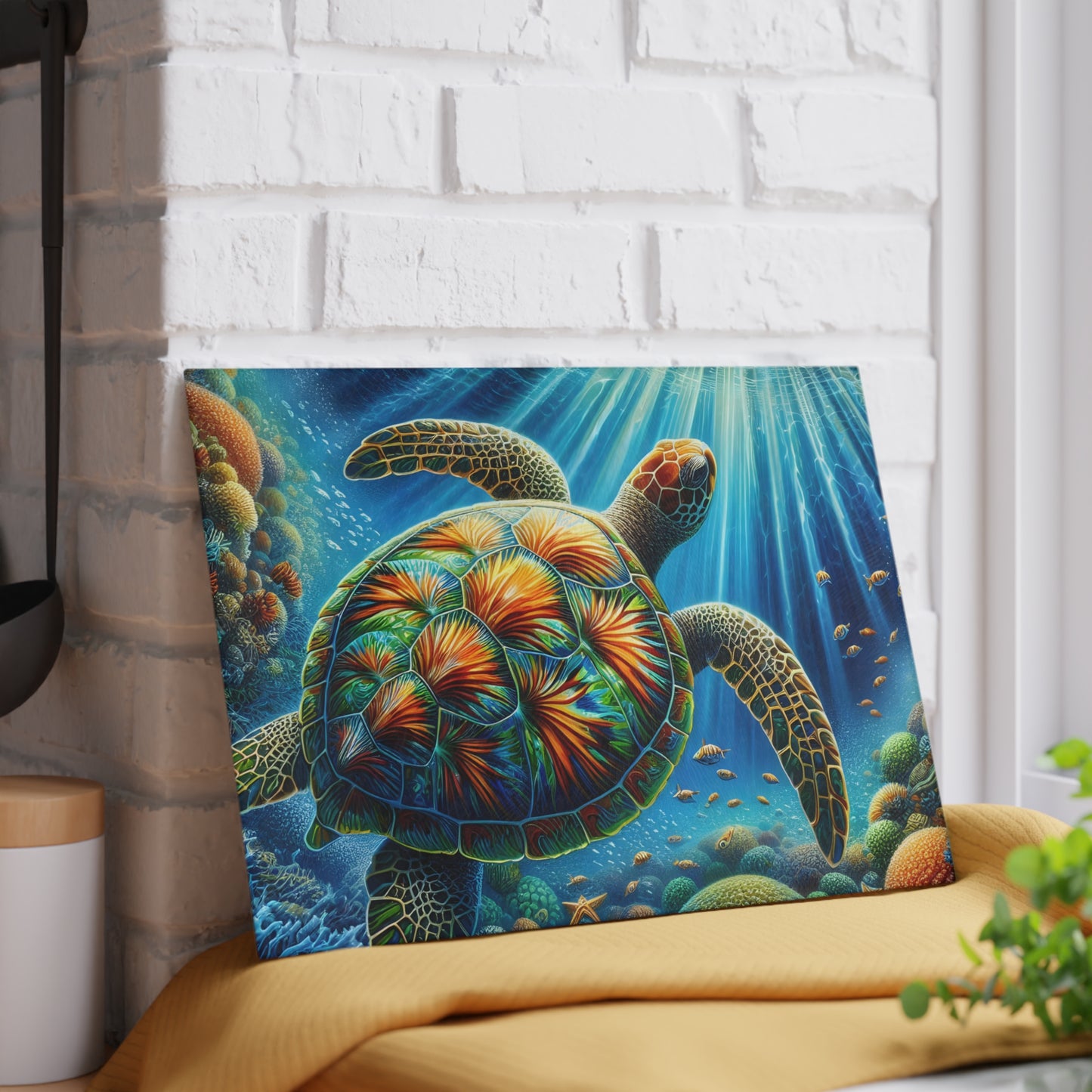 🐢 Vibrant Ocean Turtle Cutting Board – Splash of Color for Your Coastal Kitchen 🌊