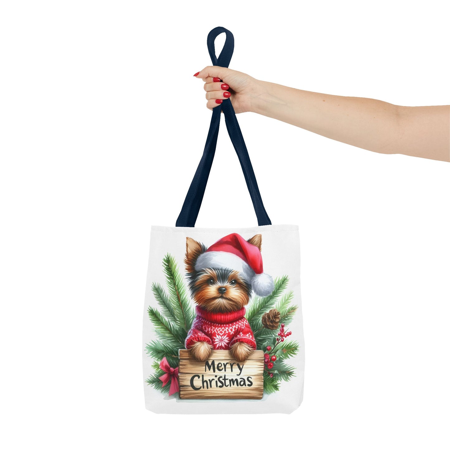 📦🐶 Yorkie Christmas Tote Bag – Tiny Terrier Holiday Charm in Every Carry 🎄